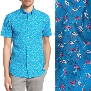 Bonobos Stretch Riviera Short Sleeve Shirt Tiny Flamingo